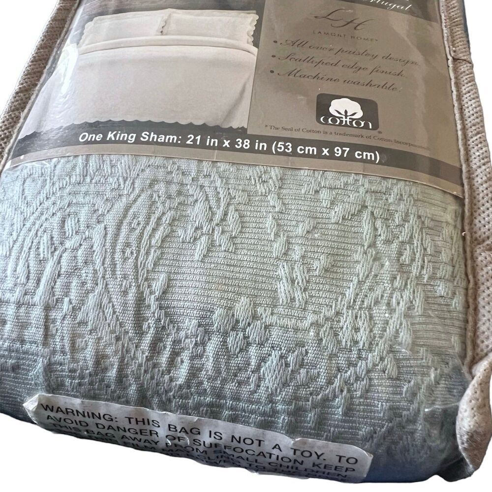 Alexis King Pillow Sham 100% Cotton Malelasse Paisley Design - Picture 4 of 6